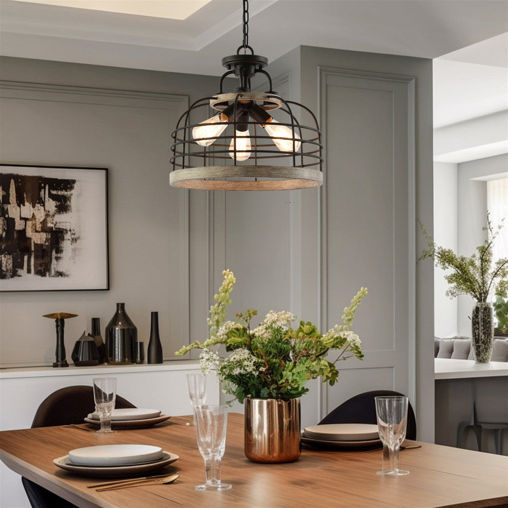 Kira Home Sawyer 17" Farmhouse Semi Flush Convertible Pendant Chandelier Light