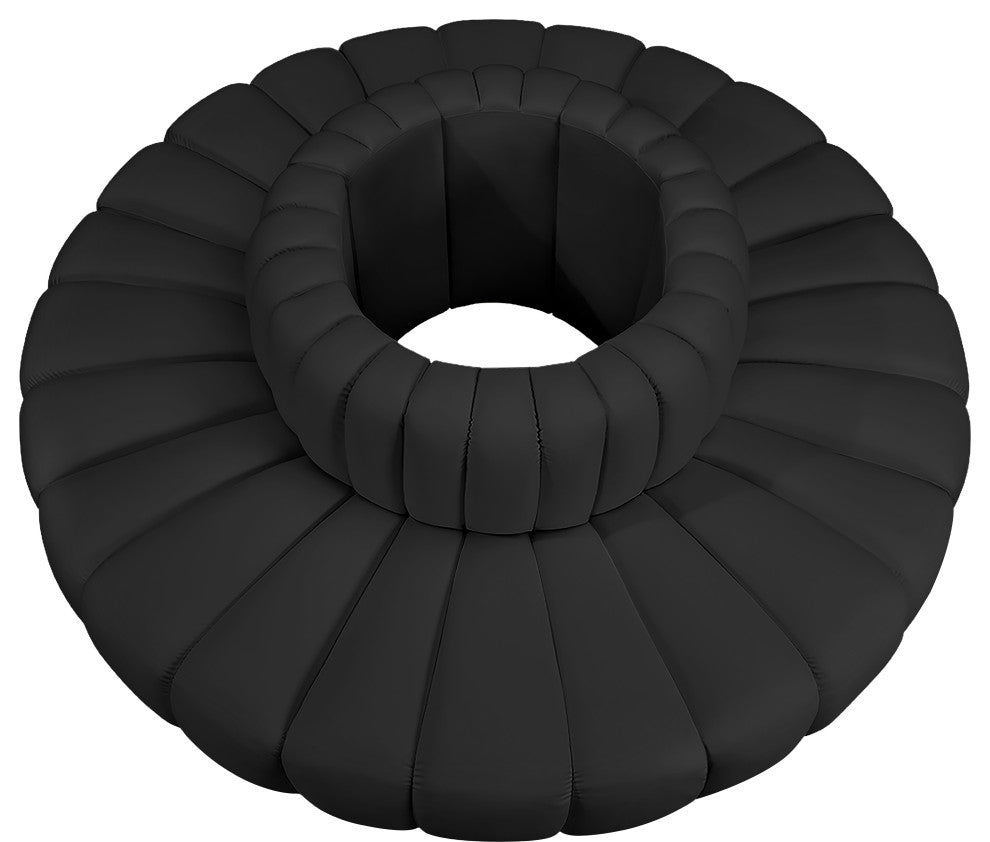 Arc Upholstered Outward Curved Modular Sectional, Black, 8-Piece: 8 Reverse Corner, Vegan Leather