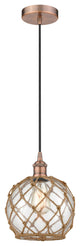 Innovations 616-1P-AC-G122-8RB 1-Light Mini Pendant, Antique Copper