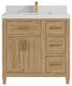Santa Monica 36 Center Sink Bath Vanity in Whitewashed Teak 2" Carrara Quartz