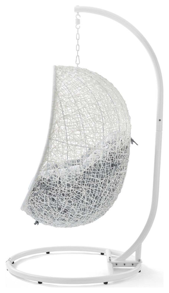 Swing Lounge Chair, Sunbrella, White Gray, Modern, Outdoor Patio Bistro