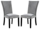 Flannelette And Wooden Side Chair Of 2 with Backrest Design, Light Gray
