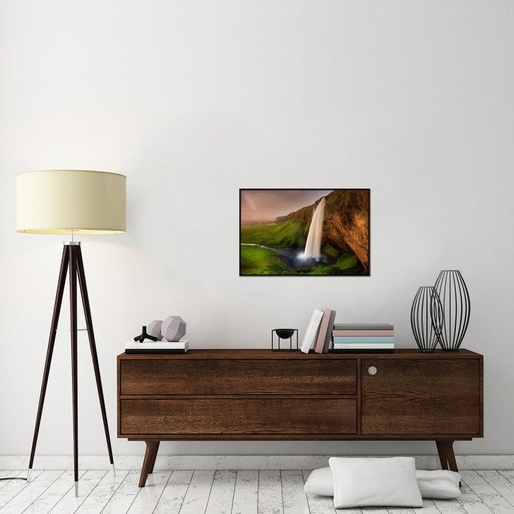 "Seljalandsfoss" Framed Canvas Giclee by Franz Schumacher, 31x21"