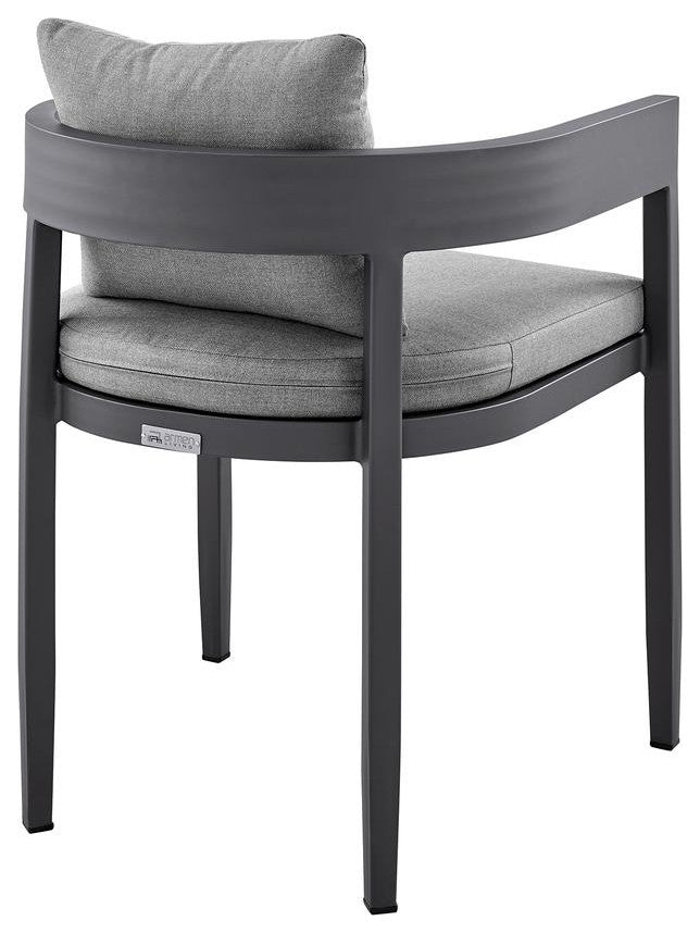 Argiope Outdoor Patio Dining Chairs in Aluminum with Grey Cushions - Set of 2