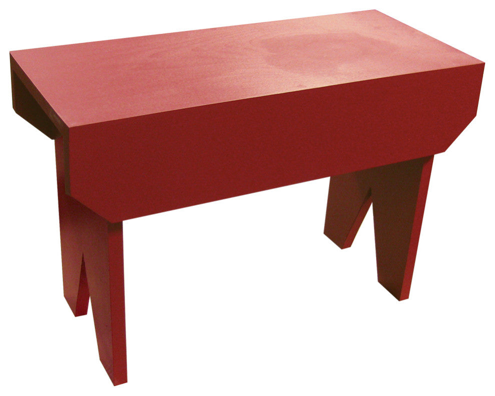 Simple Wood Bench, Red