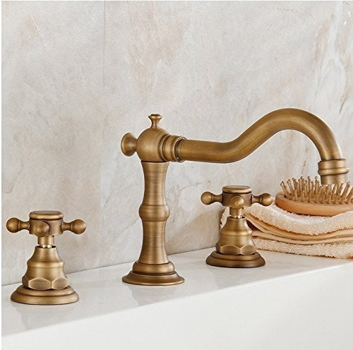 Eulma Deck Mounted Double Handled Bathroom Sink Faucet