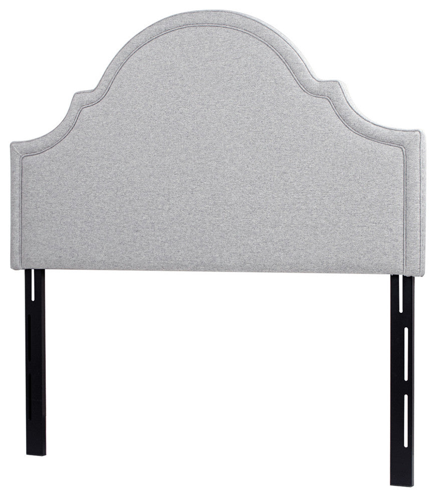 Catherine Arched Upholstered Camelback Headboard, Light Gray, Queen