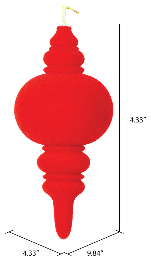 Vickerman M182403 10" Red Flocked Finial Ornament, Pack of 3