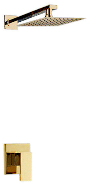 Lucca Golden Brass Bathroom Rain Shower Head Valve Mixer Set