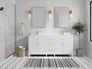 Sonoma 72 Double Sink Reeded Bath Vanity in White 1.5" White Quartz