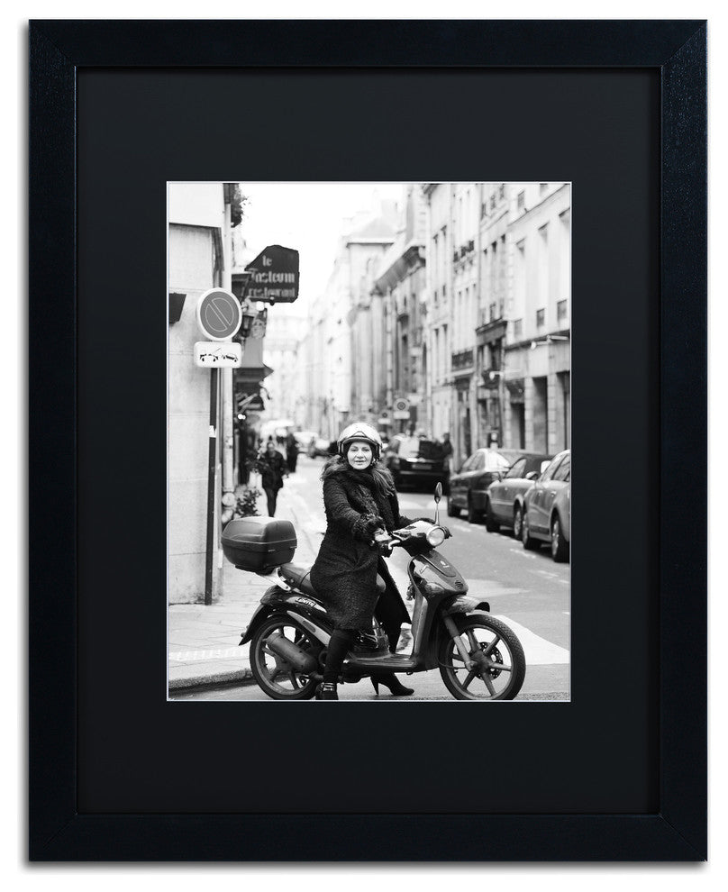 'Lady in Paris' Matted Framed Canvas Art by Preston