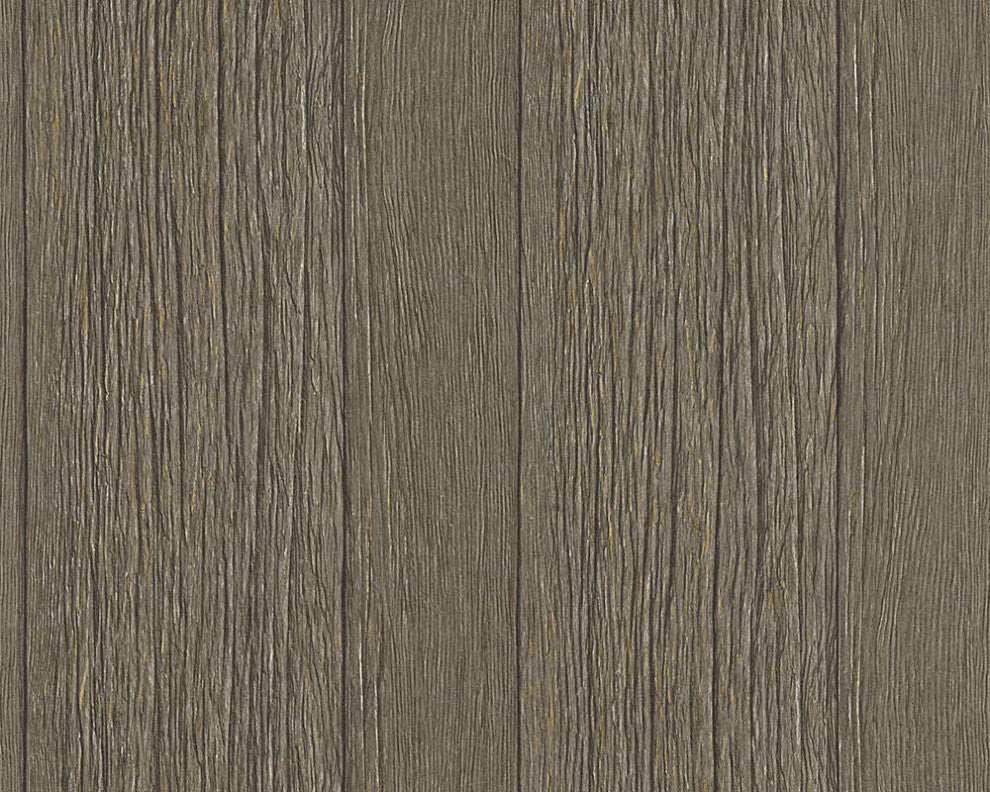 Loft Modern Nature Textured Wallpaper, Wood Planks, Dark Brown, Sample