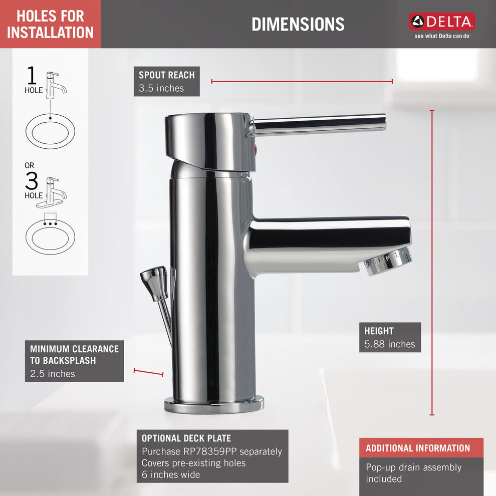 Delta Modern Single Handle Project-Pack Bathroom Faucet, Chrome, 559LF-PP