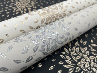 Black & Gold Petite Leaves Wallpaper