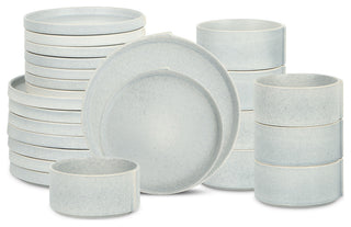 Stone Lain Bao Stoneware 24-Piece Dinnerware Set, Blue-Grey