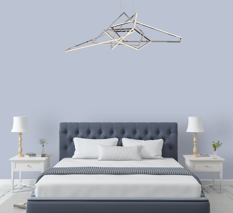 Chrome Geometric Stainless Steel Frame LED Light Fixture