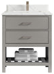 Parker 30 Single Sink Bath Vanity in Elephant Skin Gray  1.5" Calacatta Laza