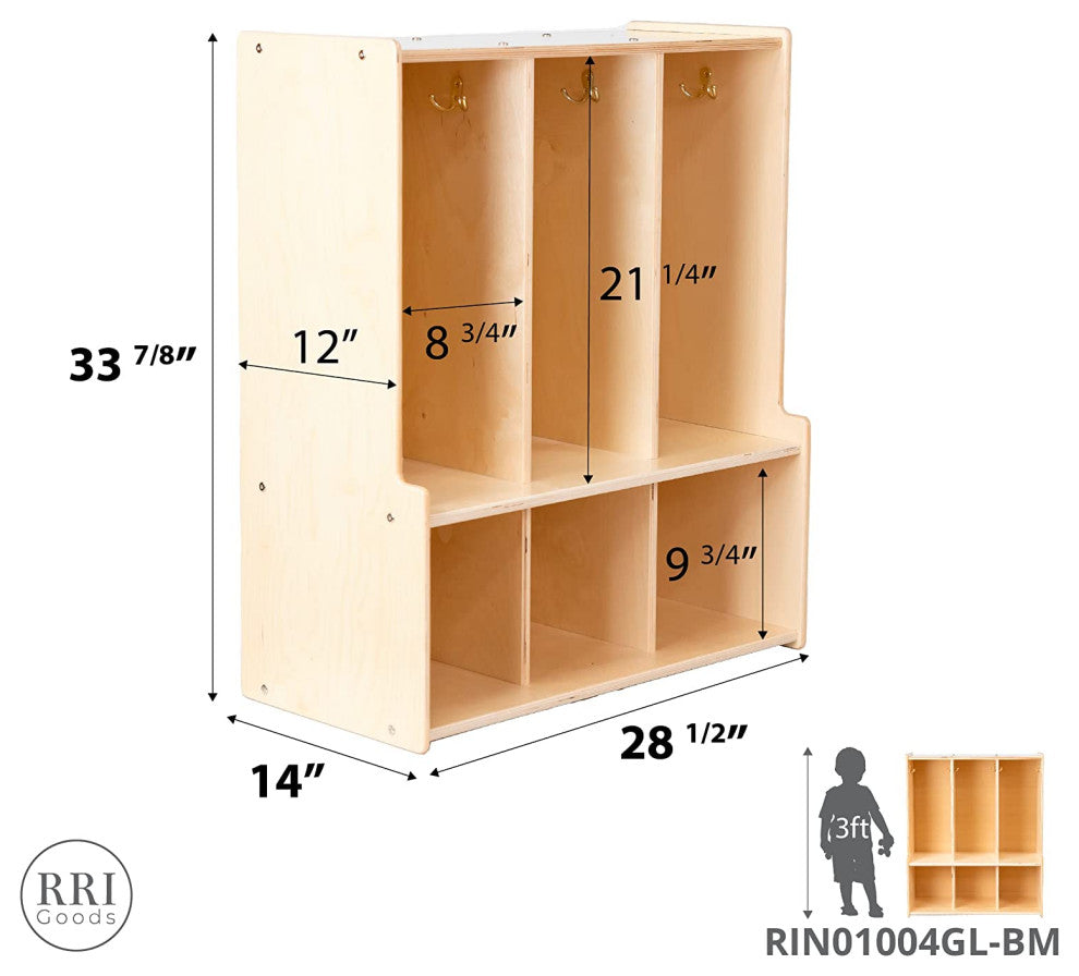 3-Section Locker with Bench Cubby Storage Organizer