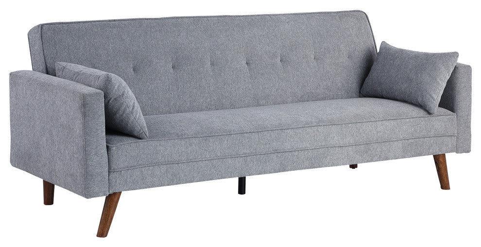 Evelina Convertible Sleeper Sofa With Pillows, Gray