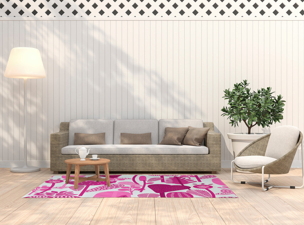 5' x 7' Flower Forest Spring Chenille Indoor/Outdoor Rug