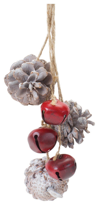 Bell and Pine Cone Drop Ornament, Set of 6