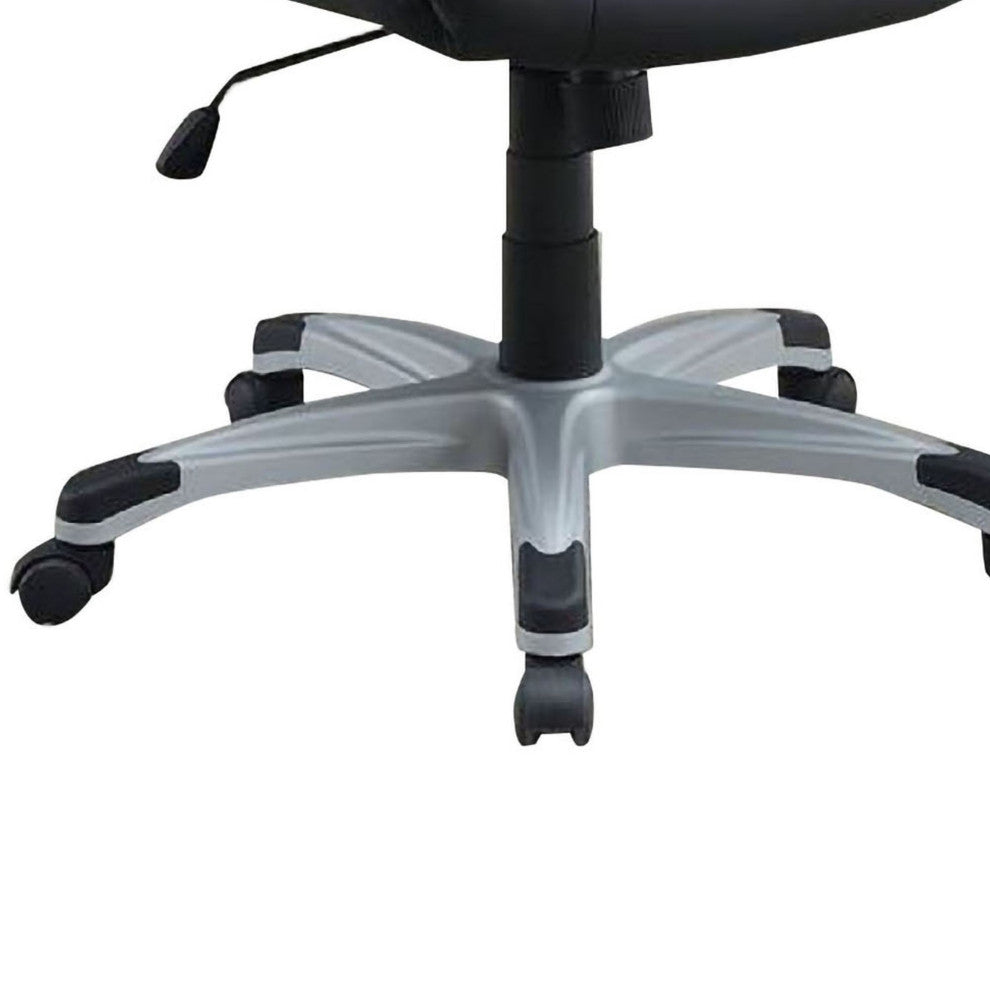 Office Chair with Top Padded Back and Curved Arms, Black