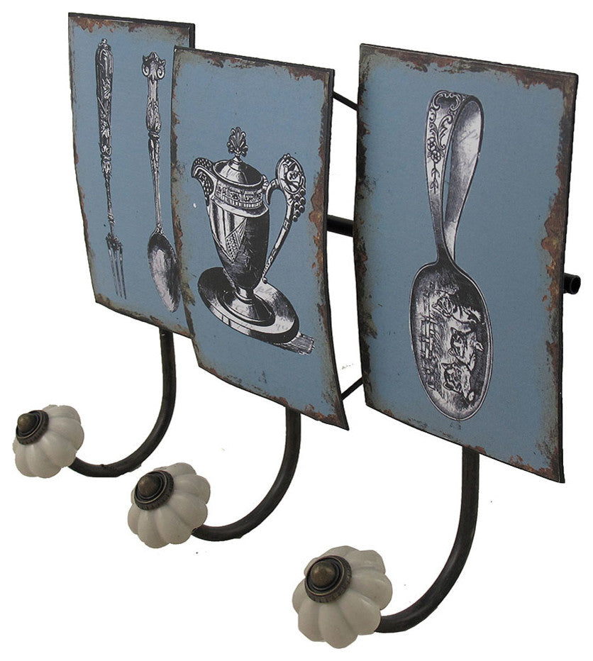 Antique Style Tea Service Distressed Finish Decorative Wall Hook