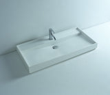 ADM Rectangular Stone Resin Countertop Sink, White, 35", Glossy White