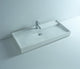 ADM Rectangular Stone Resin Countertop Sink, White, 35", Glossy White