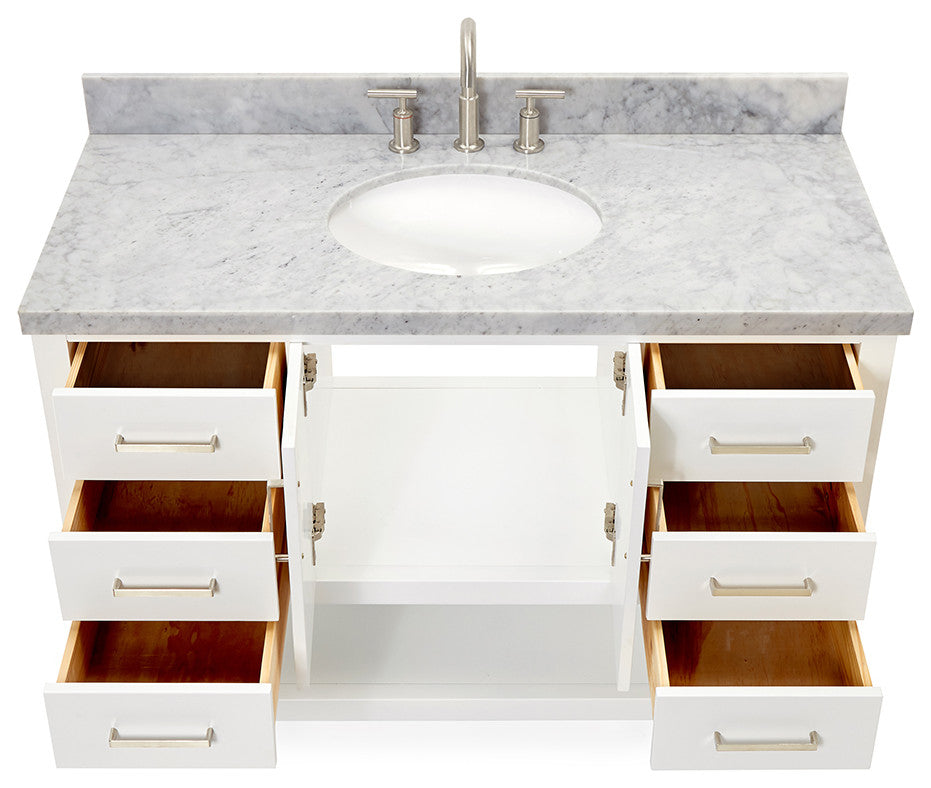 Ariel Magnolia 49" Oval Sink Bath Vanity Carrara Marble Gray