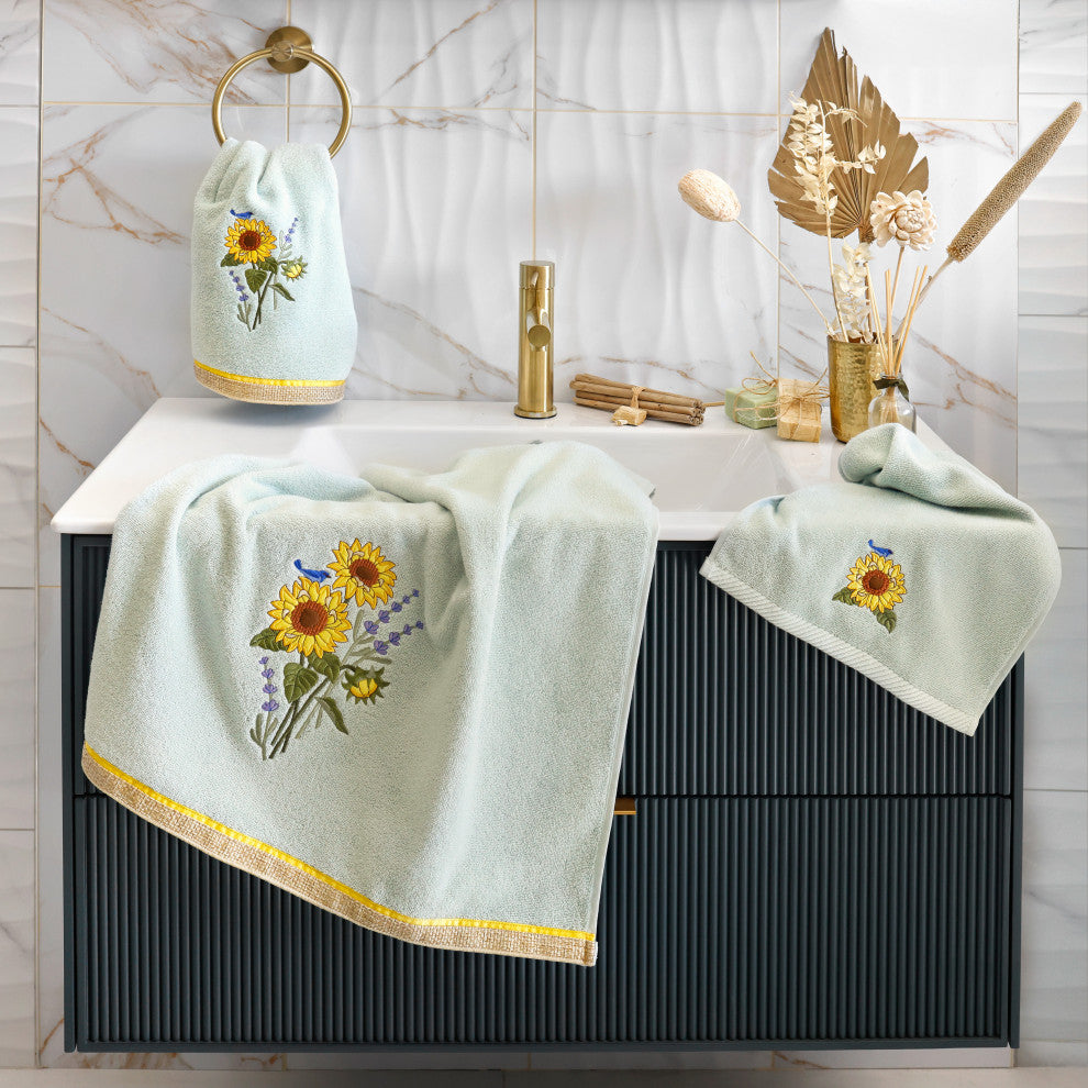 Linum Home Textiles 100% Turkish Cotton GIRASOL 4PC Embellished Towel Set