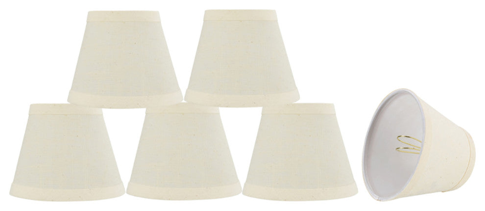 32062-6 Small Hardback Empire  Chandelier Clip On Lamp Shade Beige 3"x5"x4"