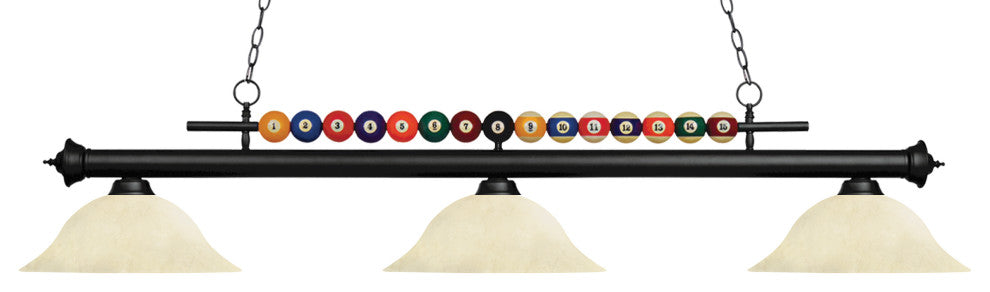 Shark Collection 3 Light Billiard Light in Matte Black Finish