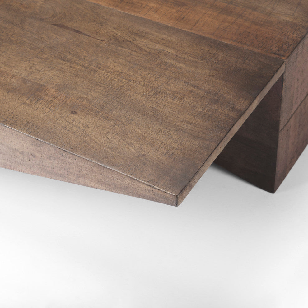 West Medium Brown Solid Wood Angled Coffee Table