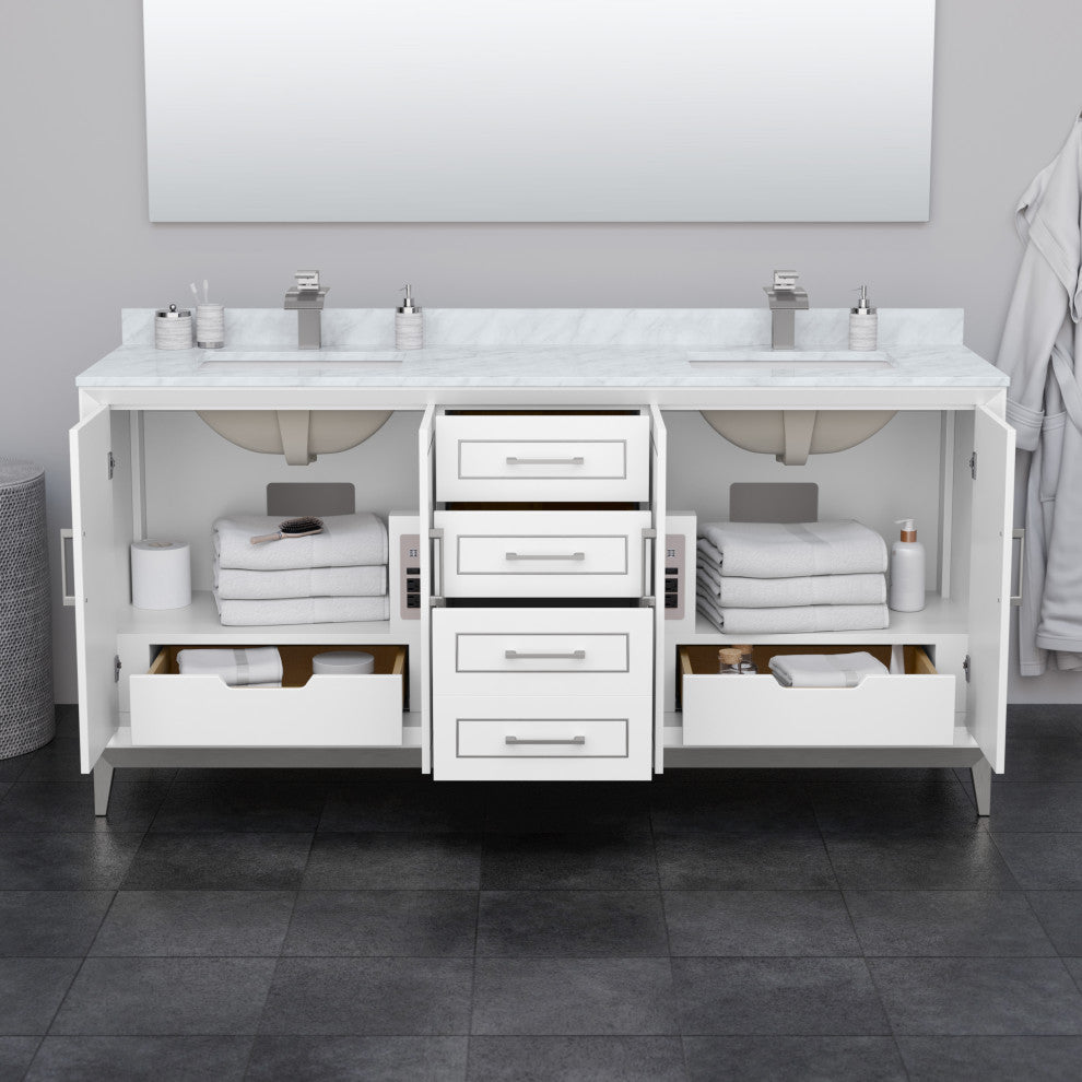 Marlena 72" Double Vanity, Cultured Top, Black Trim