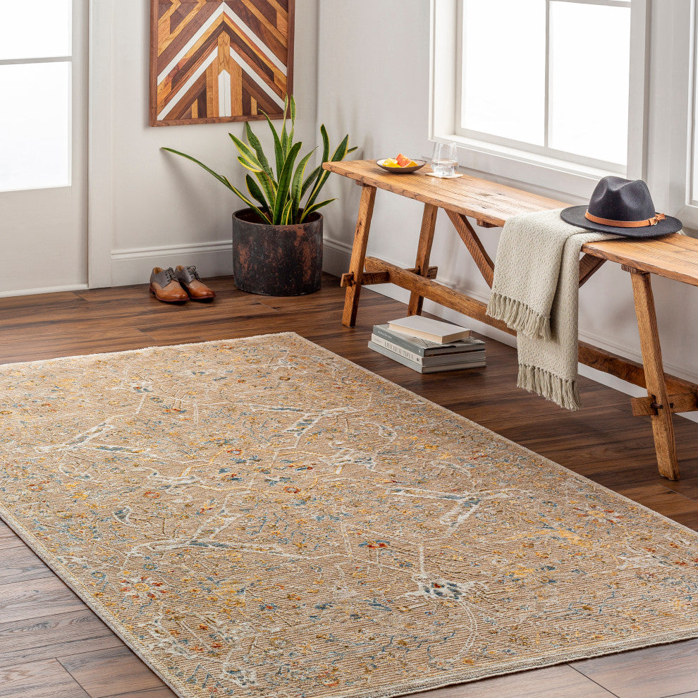 Reina REN-2300 Tan Machine Woven 5' x 7'5" Rug