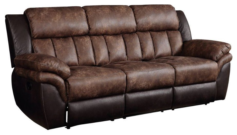 Jaylen Motion Sofa, Toffee & Espresso Polished Microfiber