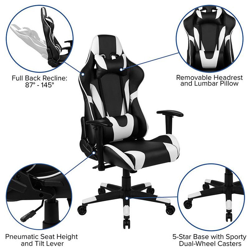 X20 Ergonomic Gaming Computer Chair with Fully Reclining Back, Black