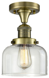 Large Bell 1-Light LED Flush Mount, Antique Brass, Glass: Clear