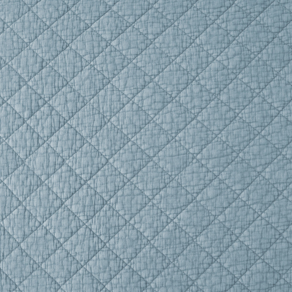 Stonewashed Cotton Gauze Quilt Set, 3-Piece, Mineral Blue, Full/Queen