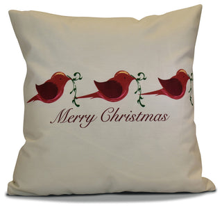 Decorative Holiday Pillow, Word Print, Red, 18"x18"