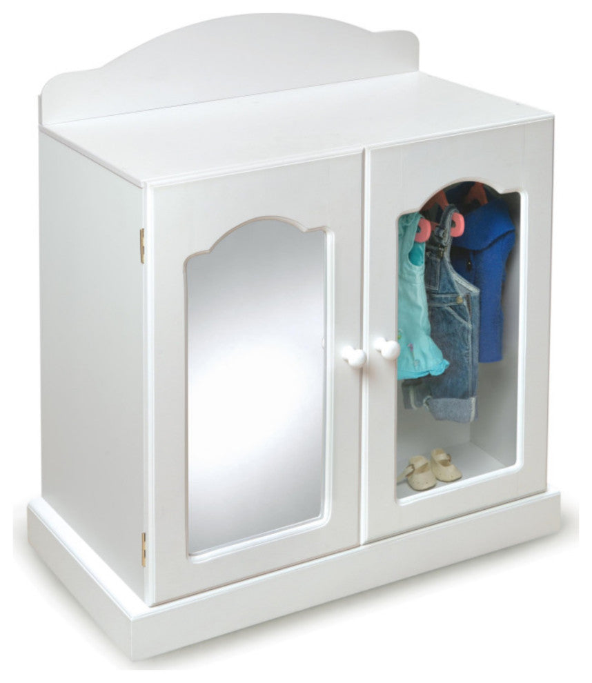 White Mirrored Doll Armoire
