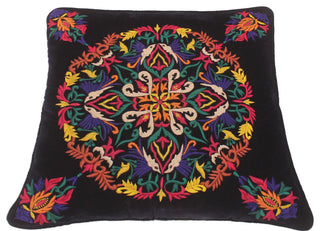 Rustic Quinlan Hand Embroidered Italian Velvet Pillow