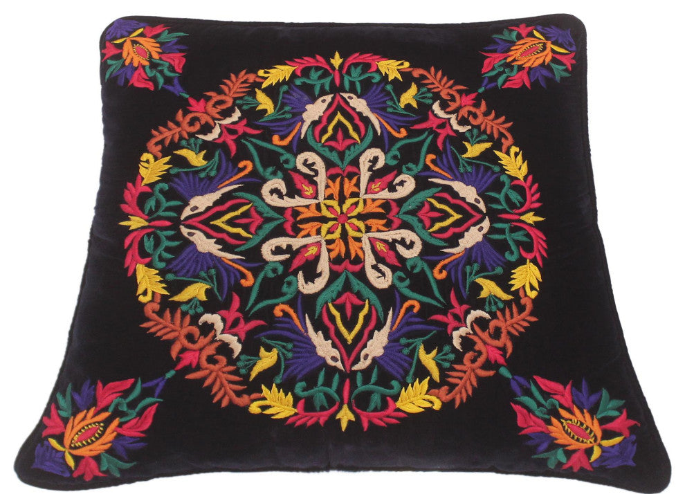 Rustic Quinlan Hand Embroidered Italian Velvet Pillow