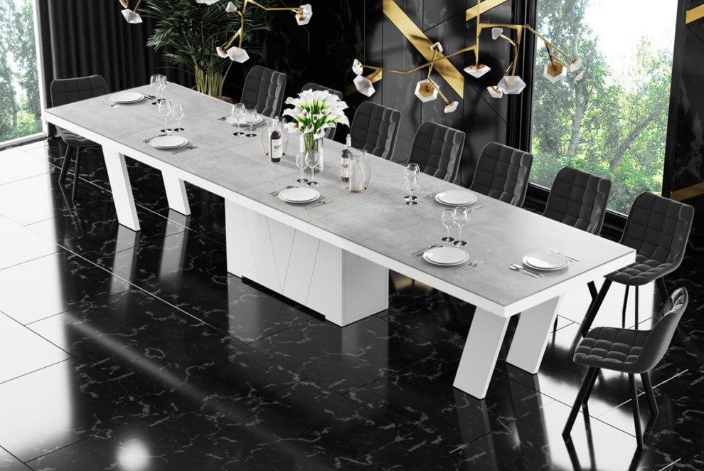 ALETA Dining Set, Grey Stone/White/Grey