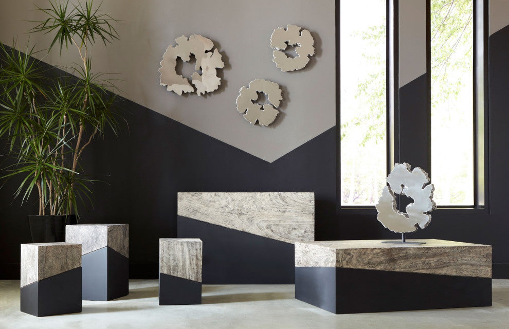 Geometry Coffee Table, Grey Stone, 24"