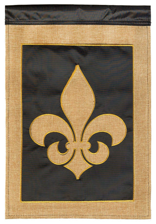 Fleur De Lis Flag, Burlap, Large