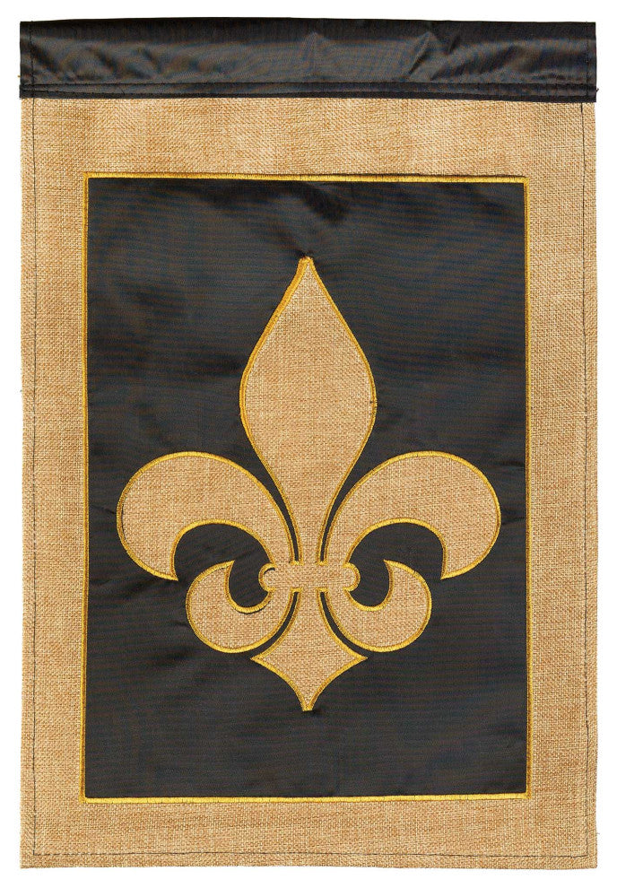 Fleur De Lis Flag, Burlap, Large