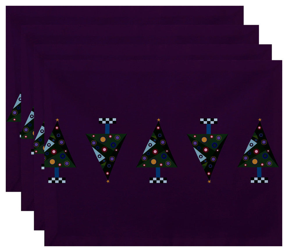 Crazy Christmas, Holiday Print Placement, Purple, Set of 4