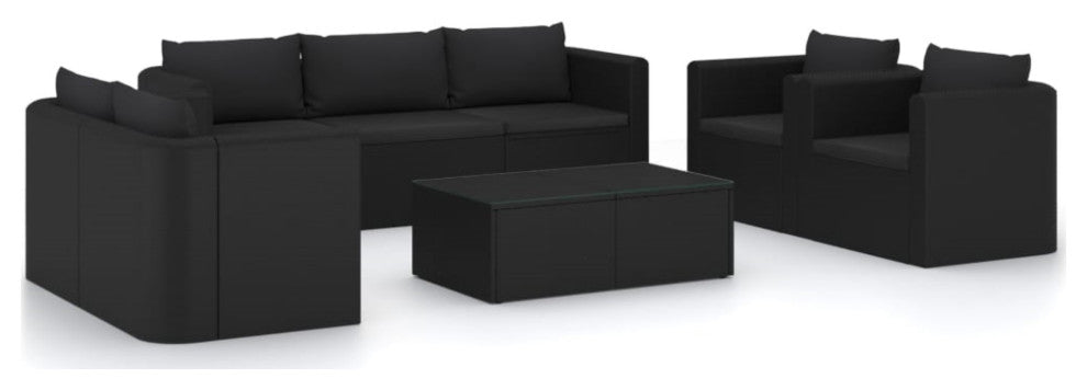Vidaxl 9 Piece Garden Lounge Set With Cushions Poly Rattan Black
